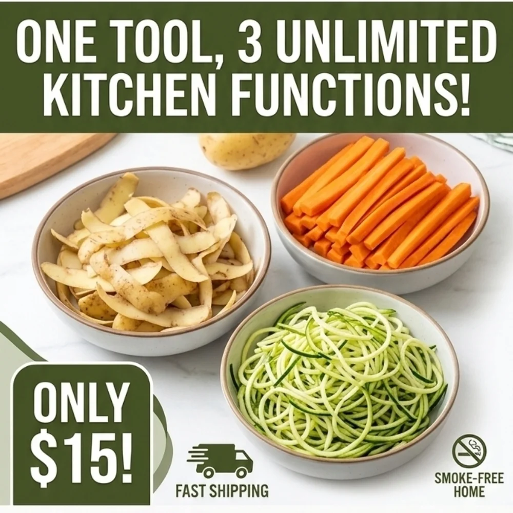 3-in-1 Rotatable Multi-Blade Kitchen Peeler - Serrated, Julienne, Straight